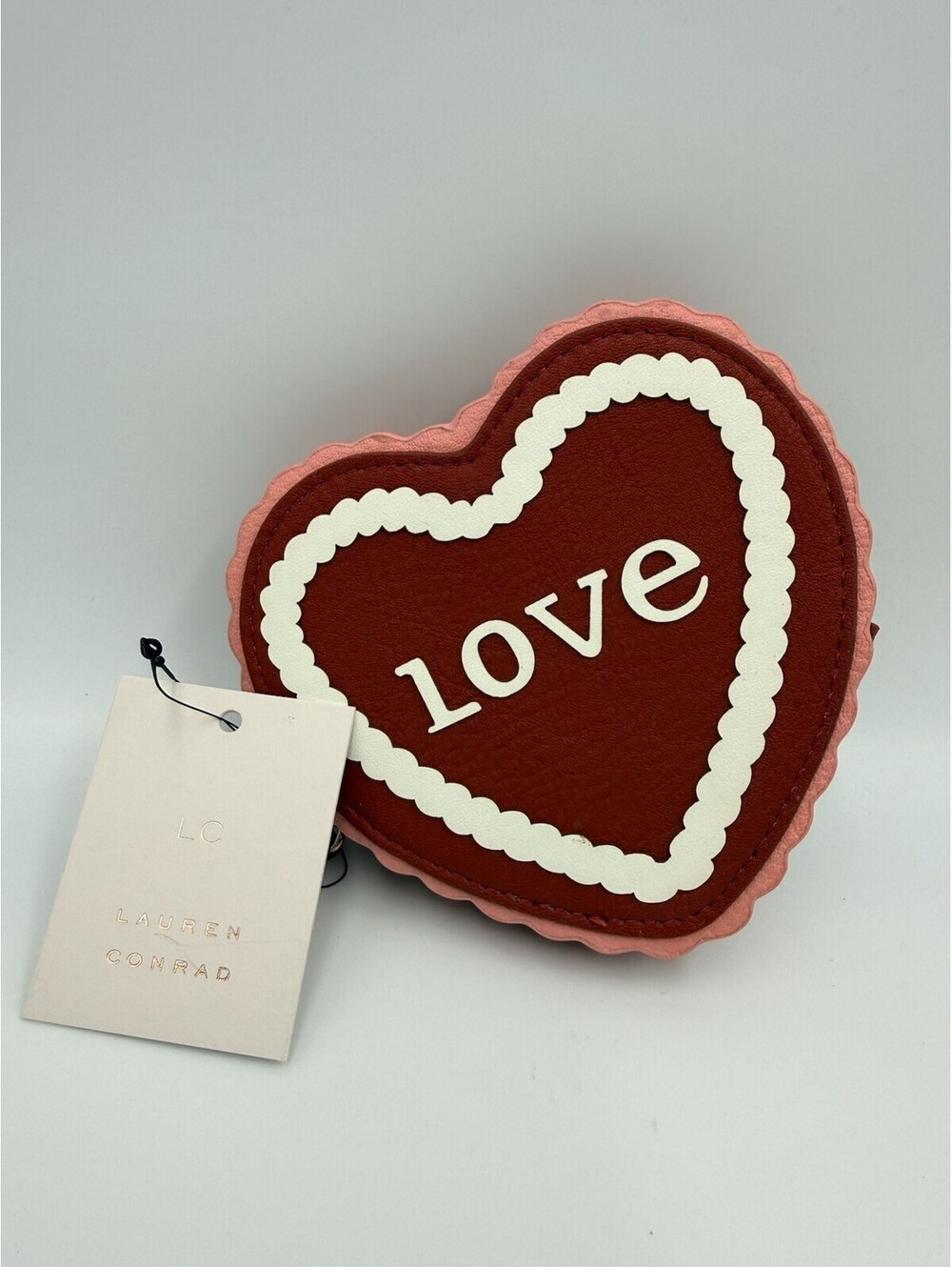 LC Lauren Conrad Valentine Heart LOVE Cake Coin Purse Pouch NWT